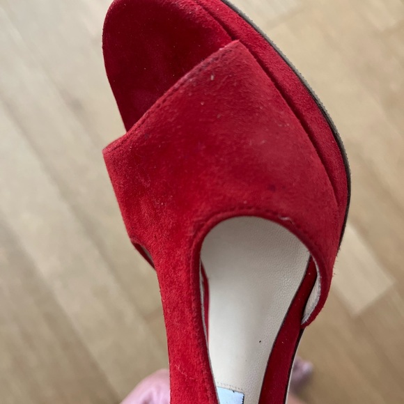 Gently used Jimmy Choo Red Suede T strap heels - Picture 12 of 15
